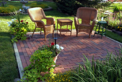 Small Brick Patio with Chairs