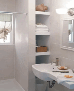 SMALL BATHROOM REMODEL in wall shelving