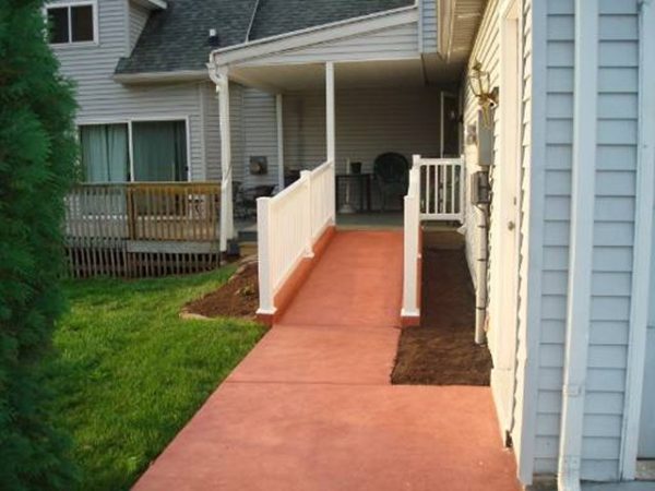 Exterior ramp to entrance of a home